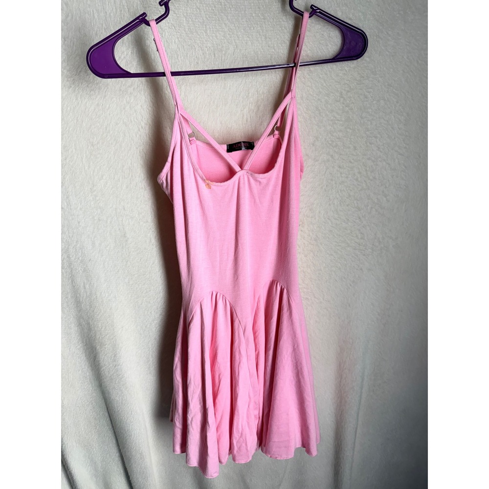 ADOME Pink Strappy Fit and Flare Mini Dress Sleeveless Adjustable Straps L